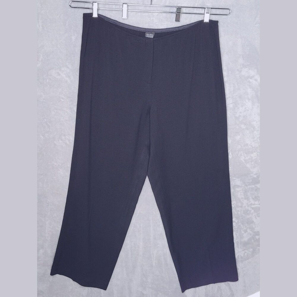 EILEEN FISHER Black Pleated Wool Trouser Pants Size XL Relaxed Career Office